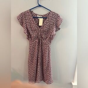 Monteau Women Dress Small Purple Sleeveless Knee Length Flower Dot Polyester NWT